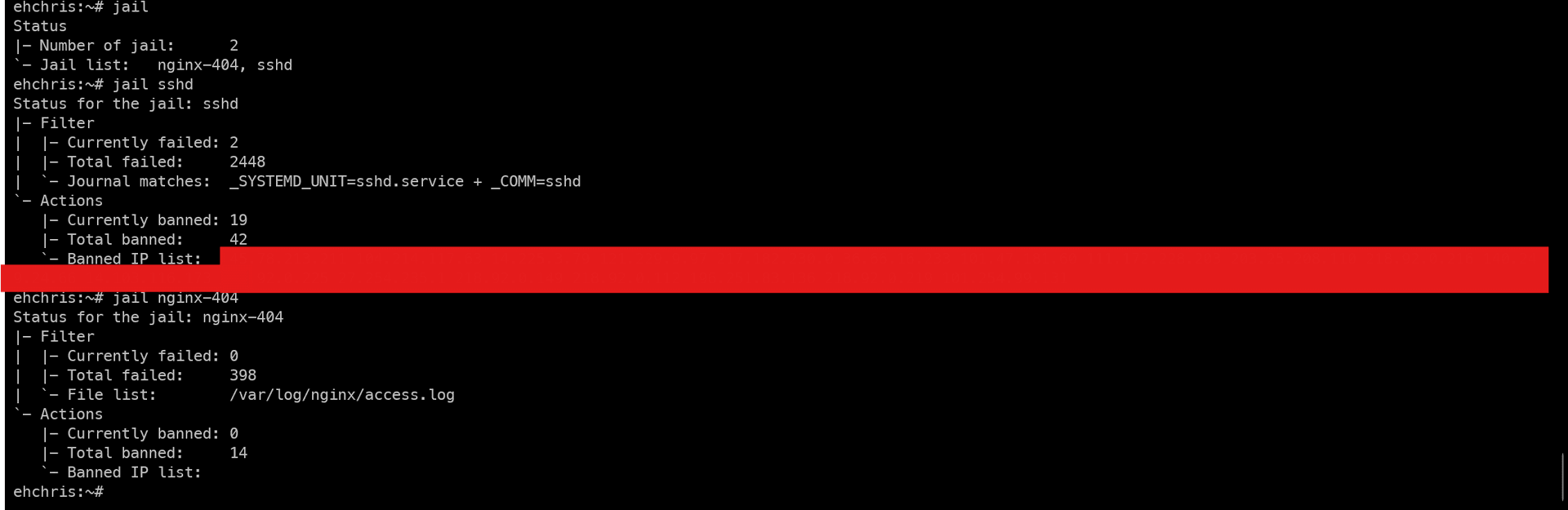 Fail2ban jail status