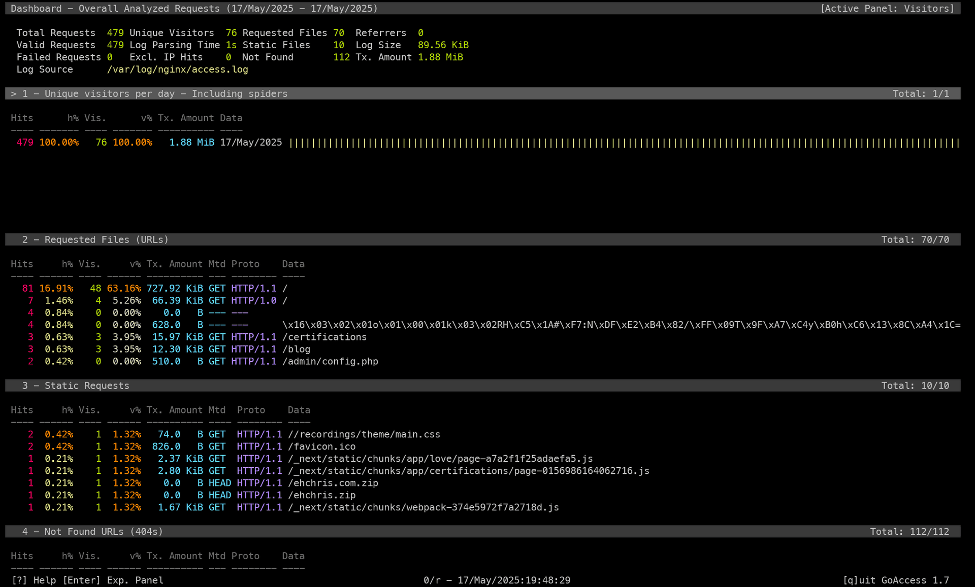 GoAccess terminal interface