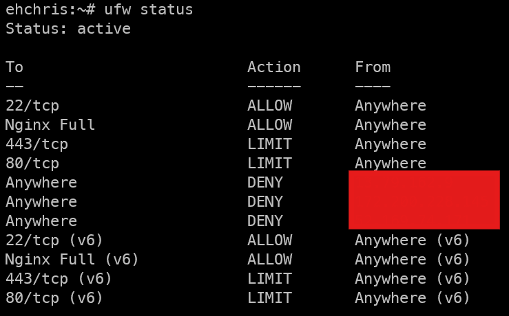 UFW status output